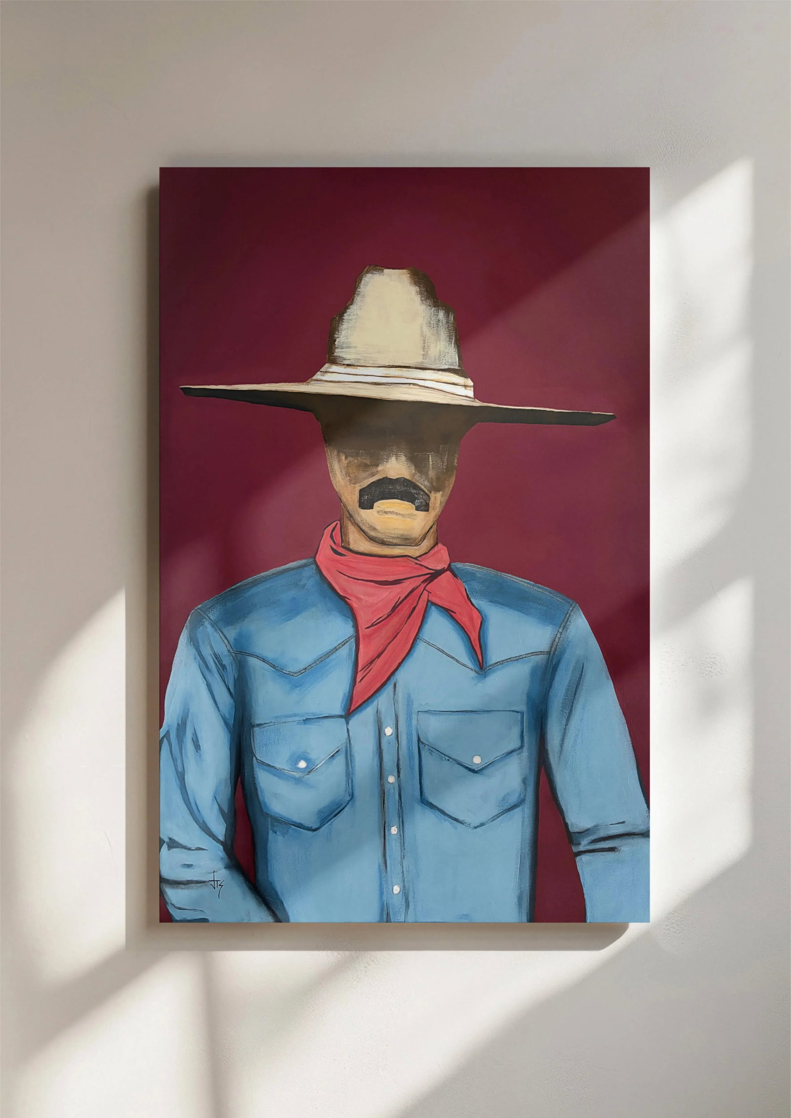 "Rugged Self" Cowboy Painting, Original Abstract Large Southwestern Portrait Art by JTS - 6