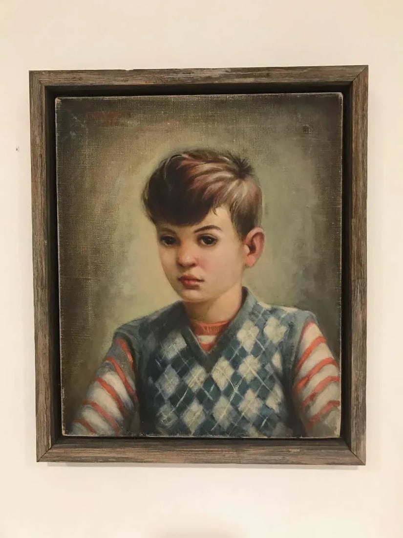 Portrait of Boy in Blue Argyle Sweater Oil Painting by Robert Rukavina - 10