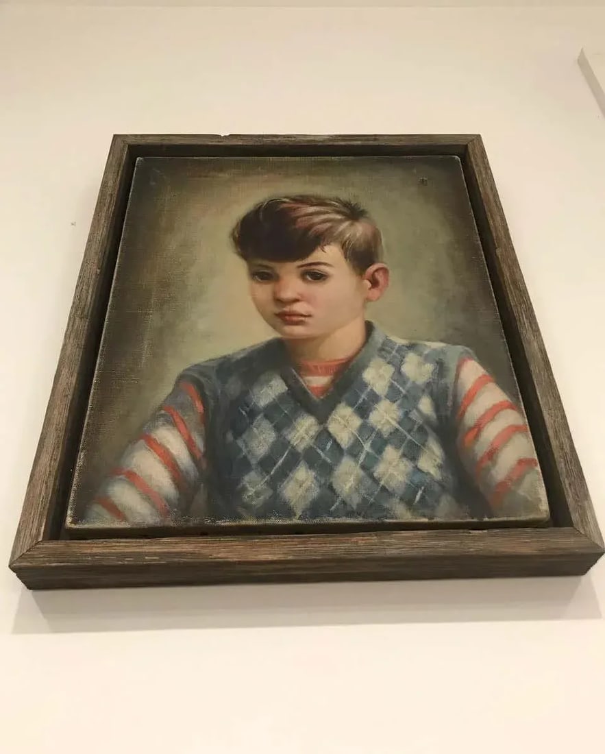 Portrait of Boy in Blue Argyle Sweater Oil Painting by Robert Rukavina - 11