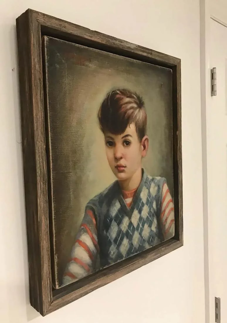 Portrait of Boy in Blue Argyle Sweater Oil Painting by Robert Rukavina - 6