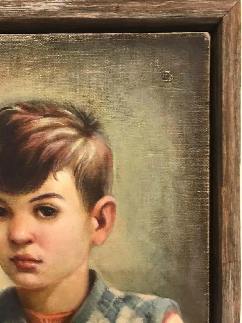 Portrait of Boy in Blue Argyle Sweater Oil Painting by Robert Rukavina - 8
