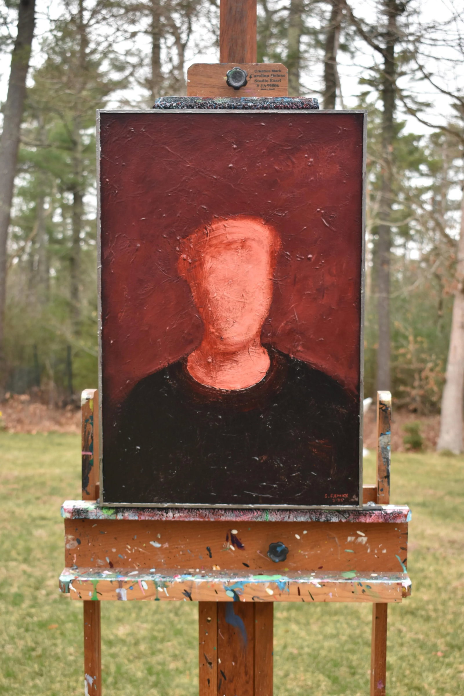 Ancestor's Portrait (Left Panel), Contemporary Acrylic Painting by Stephen Remick, Framed - 10