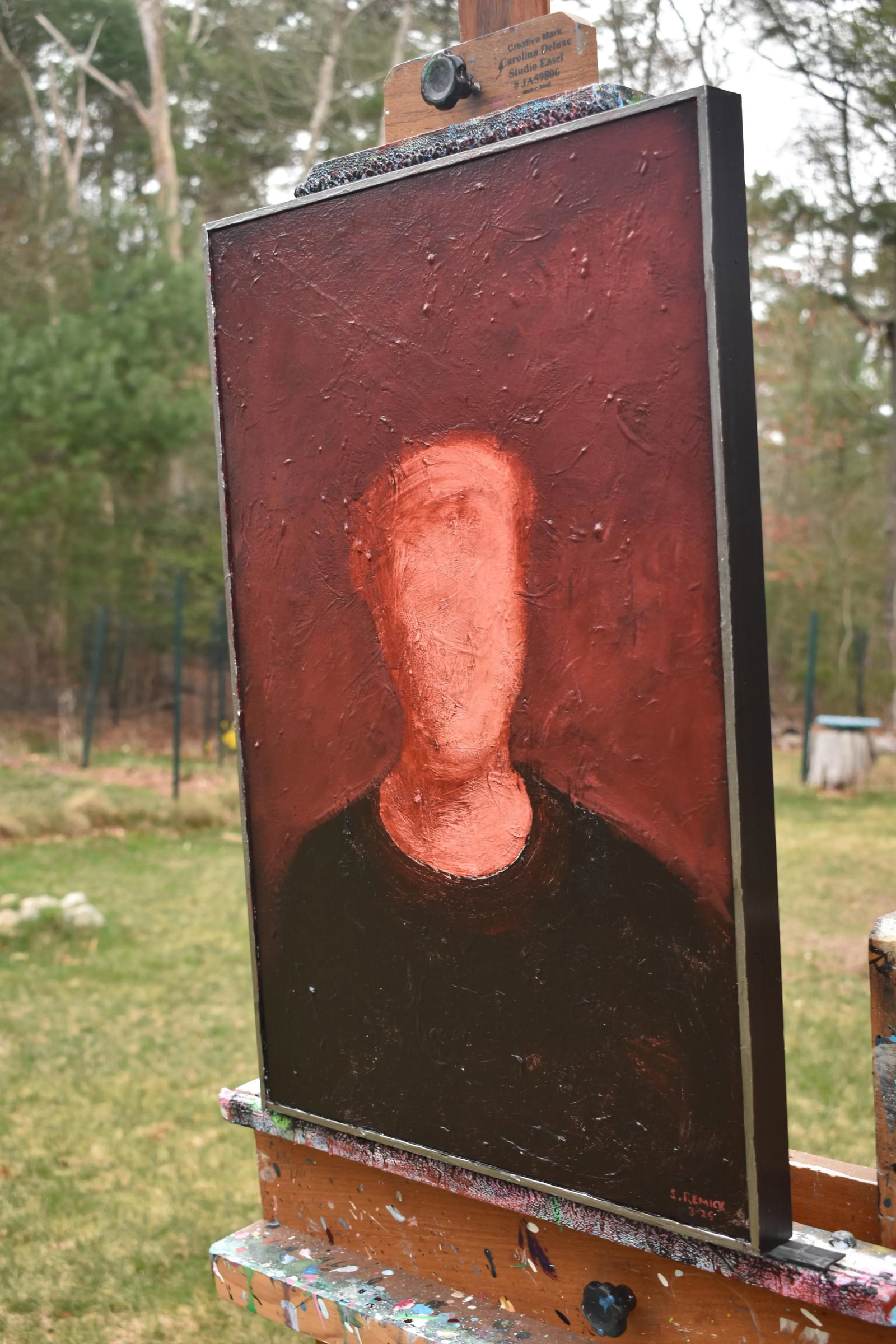 Ancestor's Portrait (Left Panel), Contemporary Acrylic Painting by Stephen Remick, Framed - 8