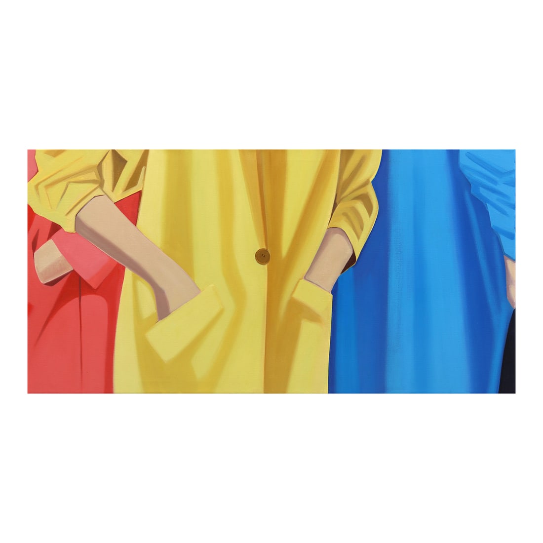Blue, Yellow, and Salmon - Colorful Contemporary Figurative Fashion Oil Original Artwork by Darwin E (1 of 9)