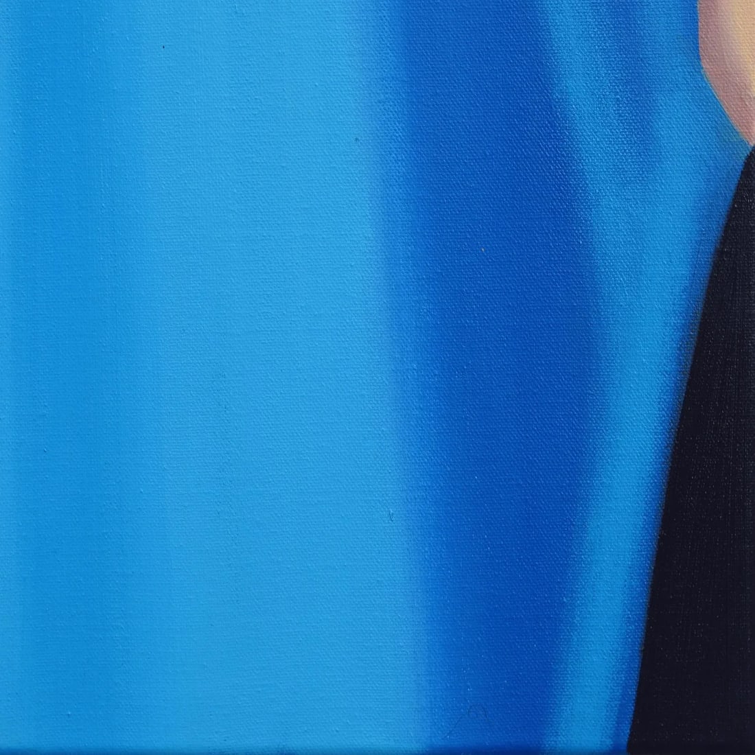 Blue, Yellow, and Salmon - Colorful Contemporary Figurative Fashion Oil Original Artwork by Darwin E - 5