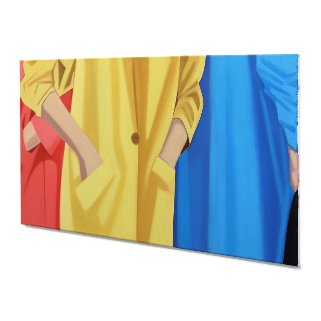 Blue, Yellow, and Salmon - Colorful Contemporary Figurative Fashion Oil Original Artwork by Darwin E - 6