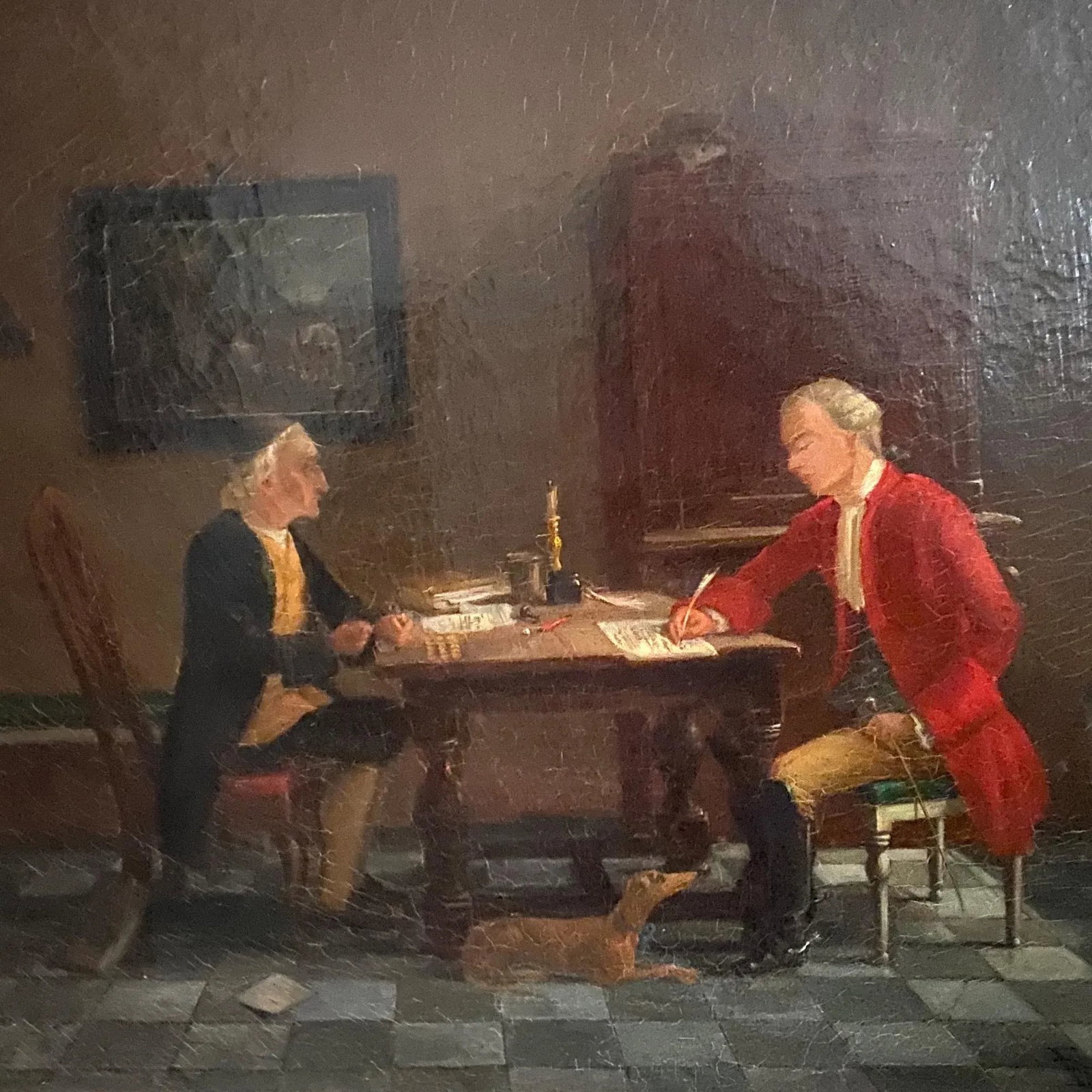 Mid 19th Century Figurative Interior Scene Oil Painting, Framed - 3