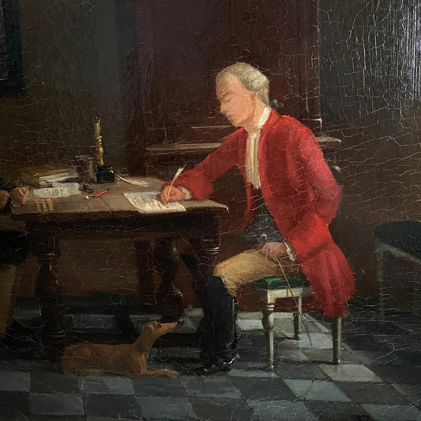 Mid 19th Century Figurative Interior Scene Oil Painting, Framed - 4