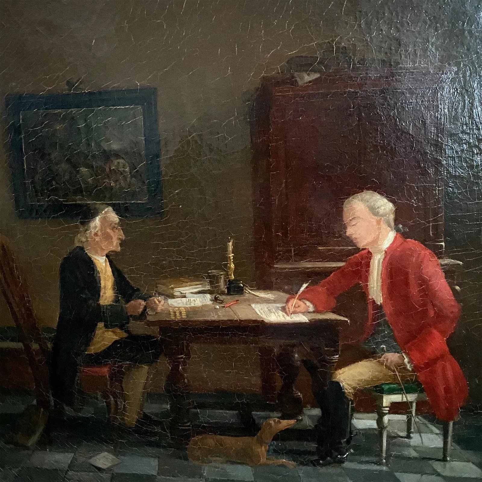 Mid 19th Century Figurative Interior Scene Oil Painting, Framed - 5