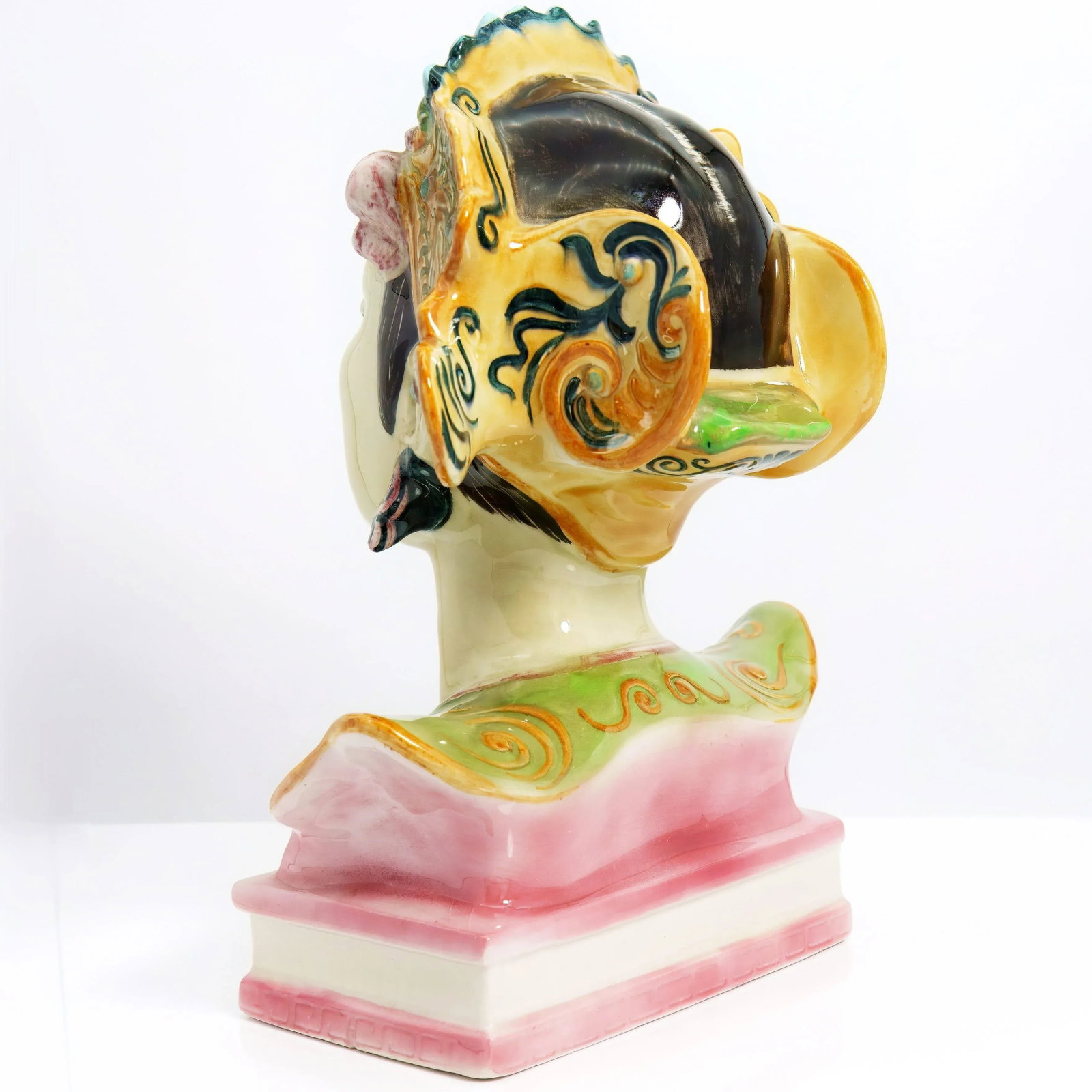 Signed 1940s Goldscheider "Bali Head" Porcelain Bust (12.5") - Maximalist Polychrome Sculpture for G - 6