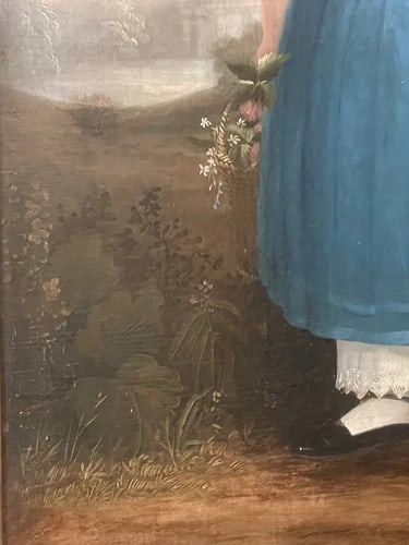 Framed Antique British Oil on Board Female Portrait With Hat by Abel Hold Signed Early 19th Century - 6