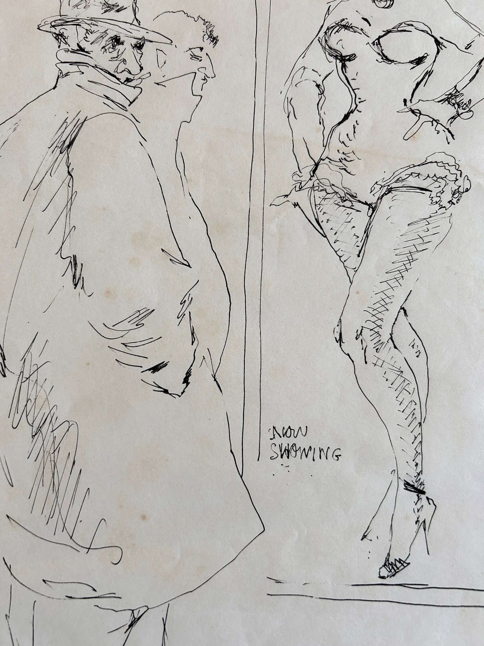 Hendrik Grise Original Ink Drawing Showgirl Women Men Figures - 5