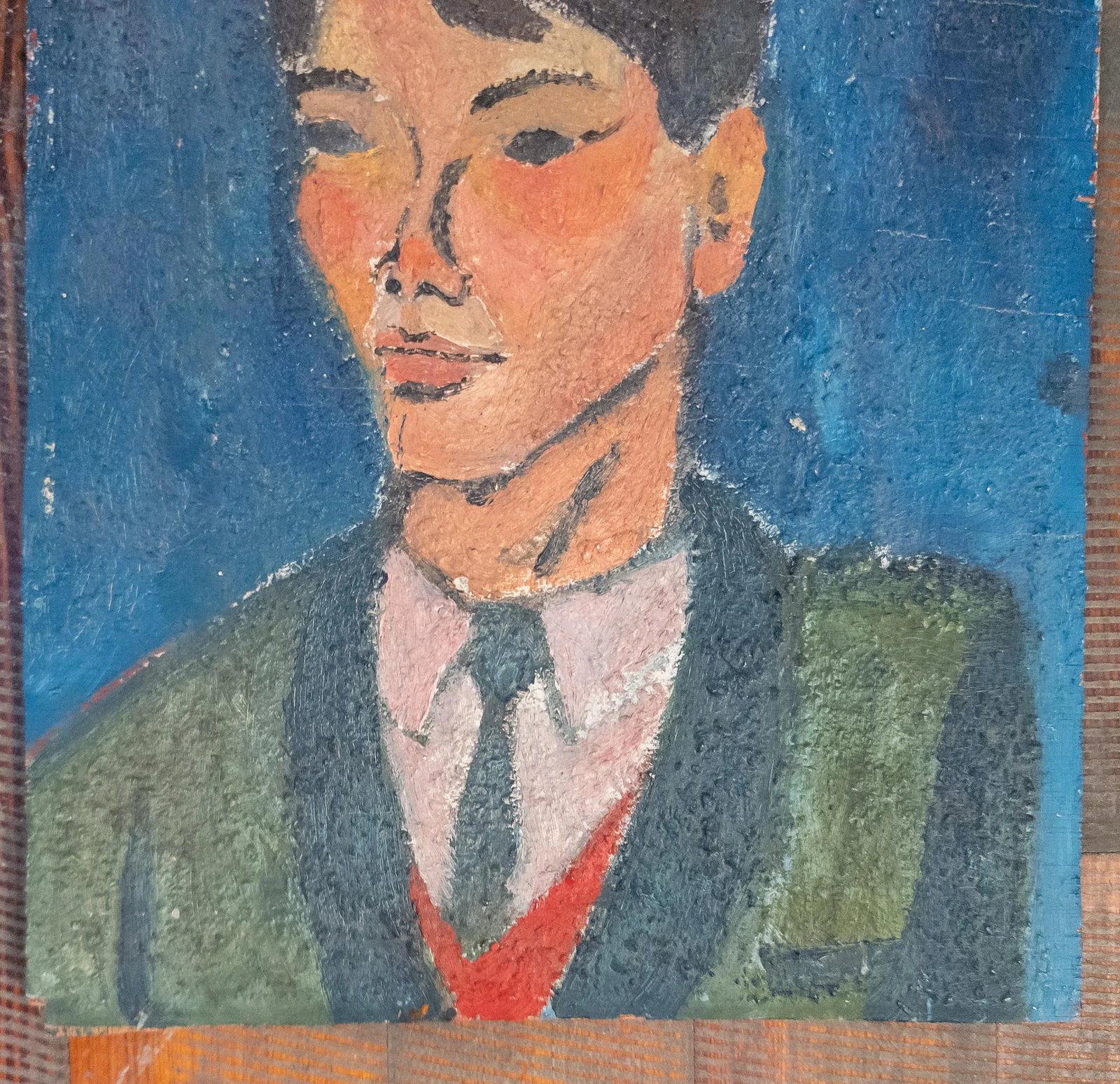 Mid-Century Modern Modernist Portrait of a Man, Oil on Plywood - 4