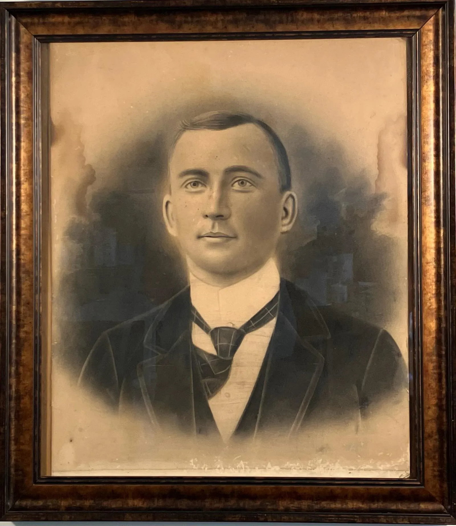 Antique 19th Century Portrait of a Gentleman - Charcoal & Pastel in Original Frame (1 of 7)