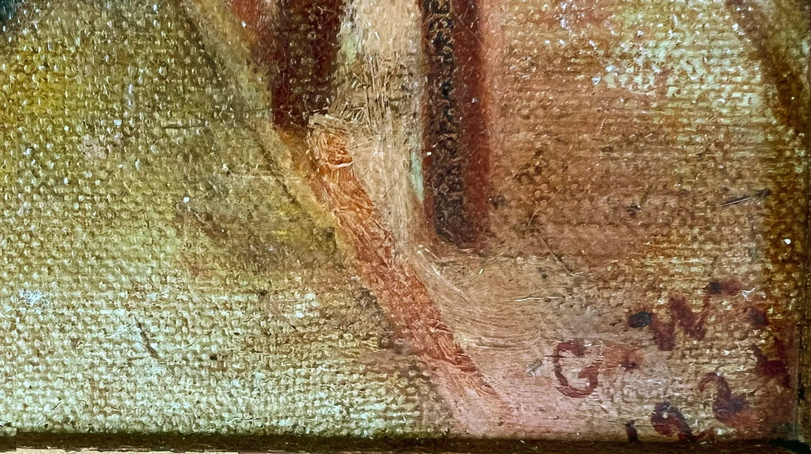 Whistlers Mother by Anonymous Artist Original Oil on Canvas 1924 After Whistler - 5