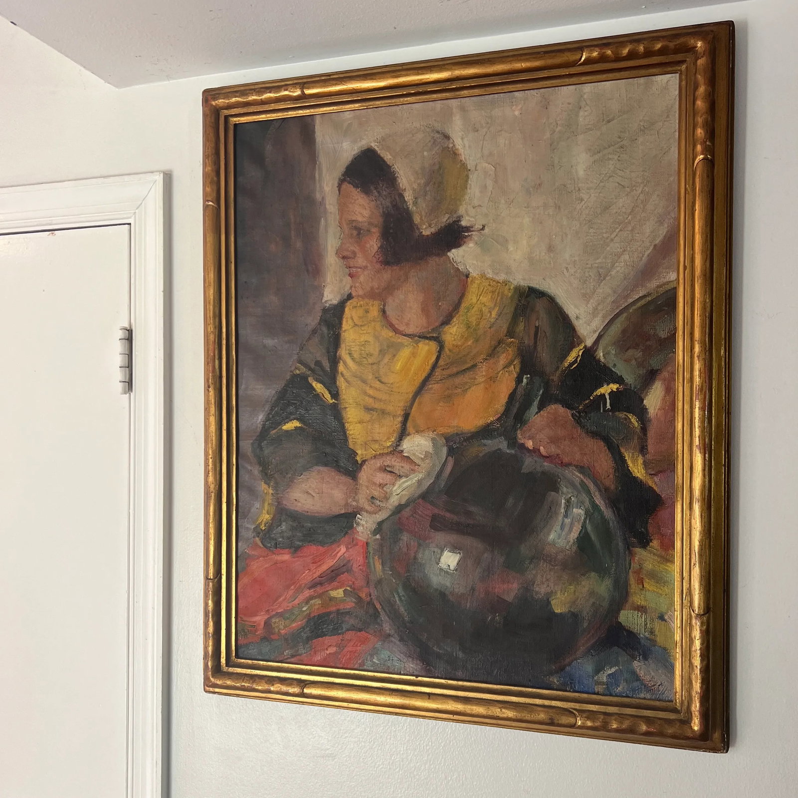Oil on Canvas Dutch School 1900 Titled as Washerwomen, Framed - 3