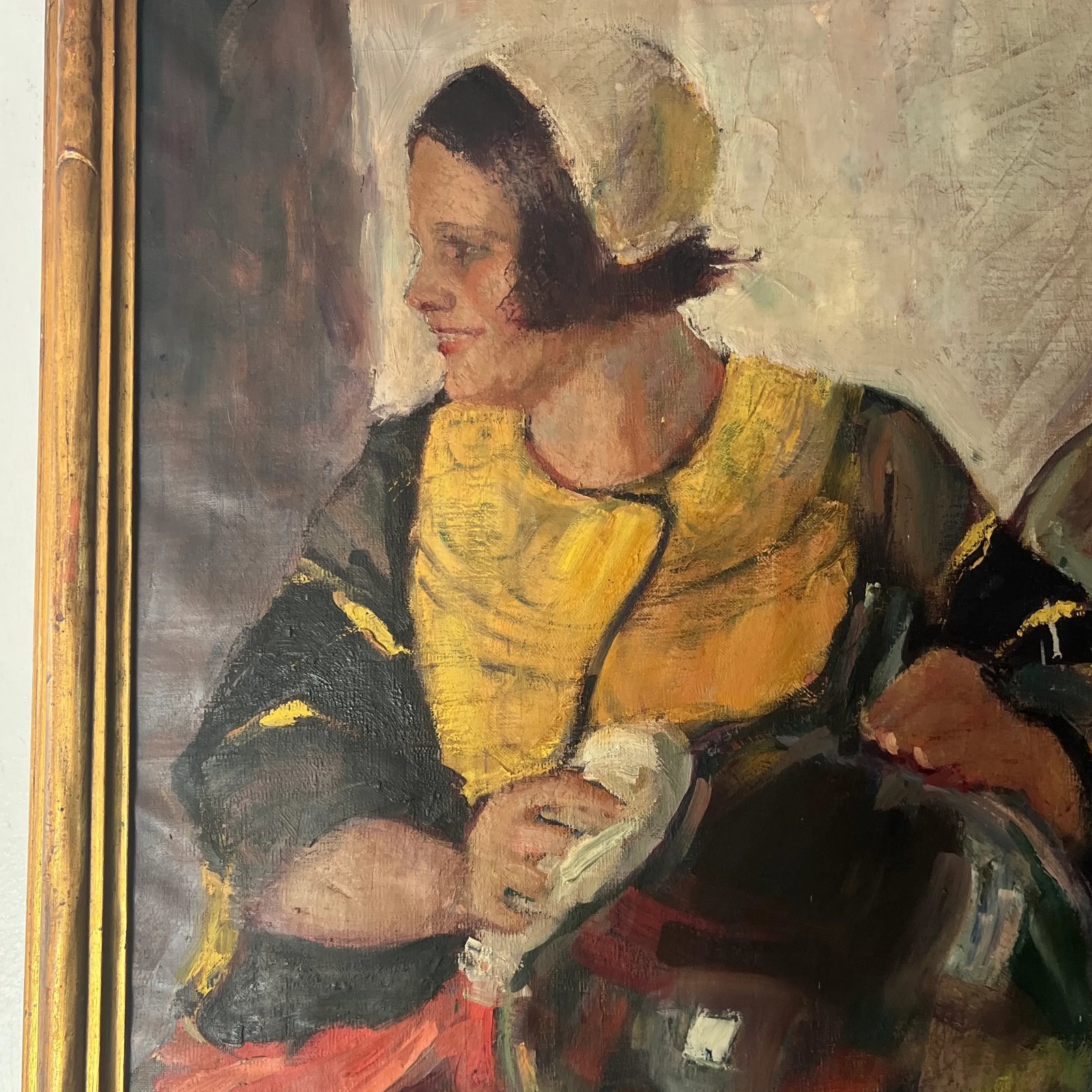 Oil on Canvas Dutch School 1900 Titled as Washerwomen, Framed - 8