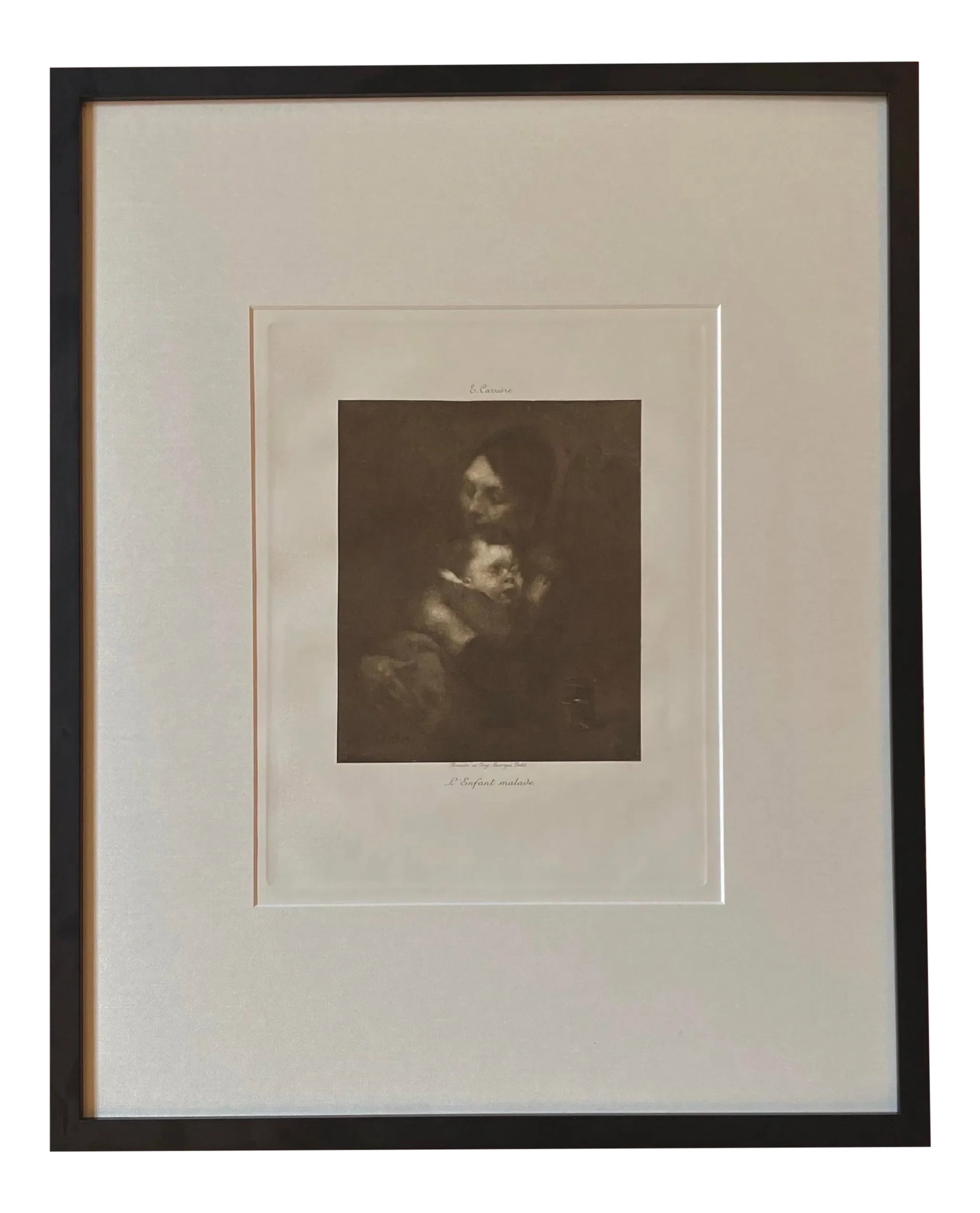 Late 19th Century Eugene Carriere Print - L'Enfant Malade Aquatint (1 of 6)
