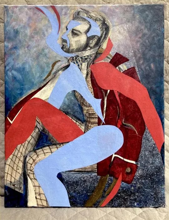 Original Abstract Figurative Collage on Canvas, "Shape Shifter by Kathleen Ney - 2