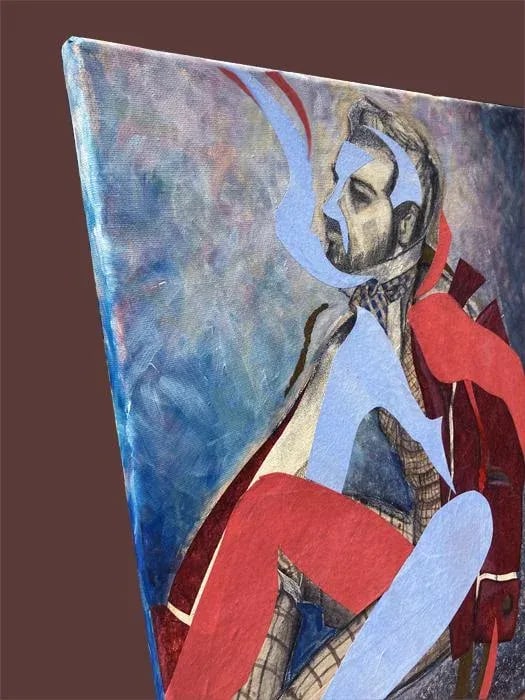 Original Abstract Figurative Collage on Canvas, "Shape Shifter by Kathleen Ney - 3