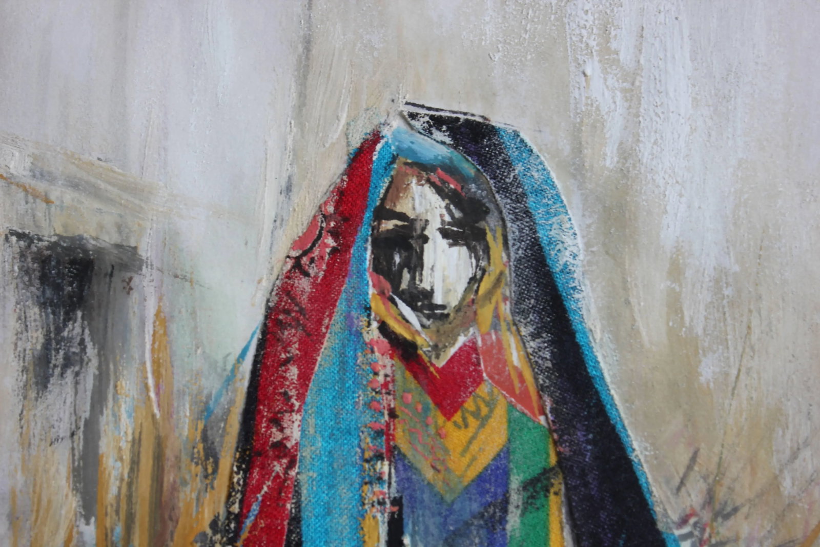 Khaled Alkhani Mixed Media Figurative Cubist Portrait of a Middle Eastern Woman 21st Century - 2