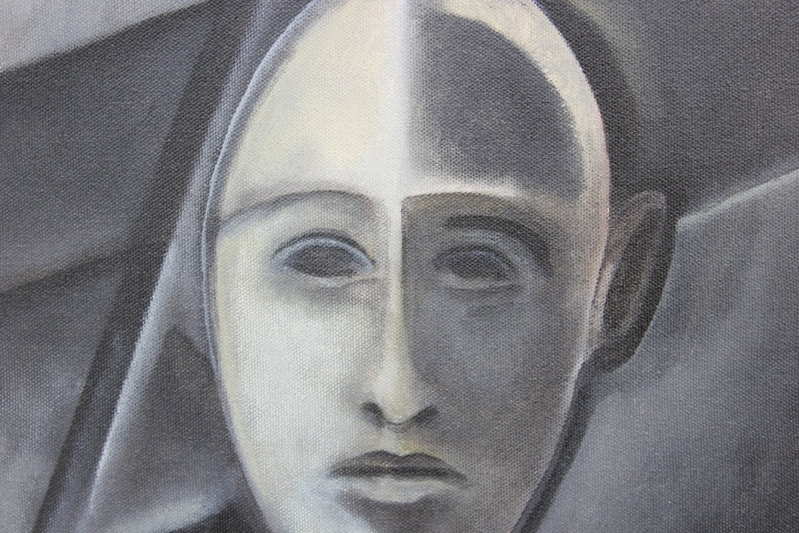 "Portrait of a Man" Grey Toned Cubist Portrait 2010s - 2