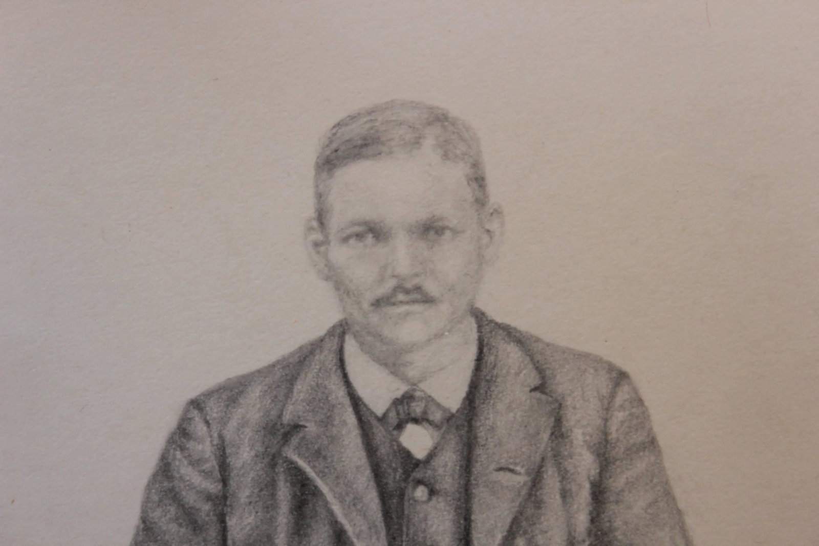 C. Hallam "Portrait Sketch of Man with a Cane" 1975 - 2