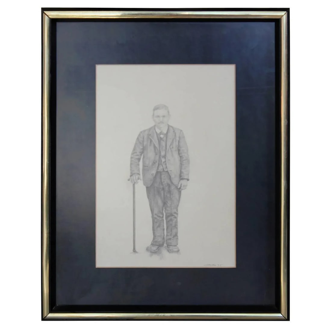C. Hallam "Portrait Sketch of Man with a Cane" 1975 - 5