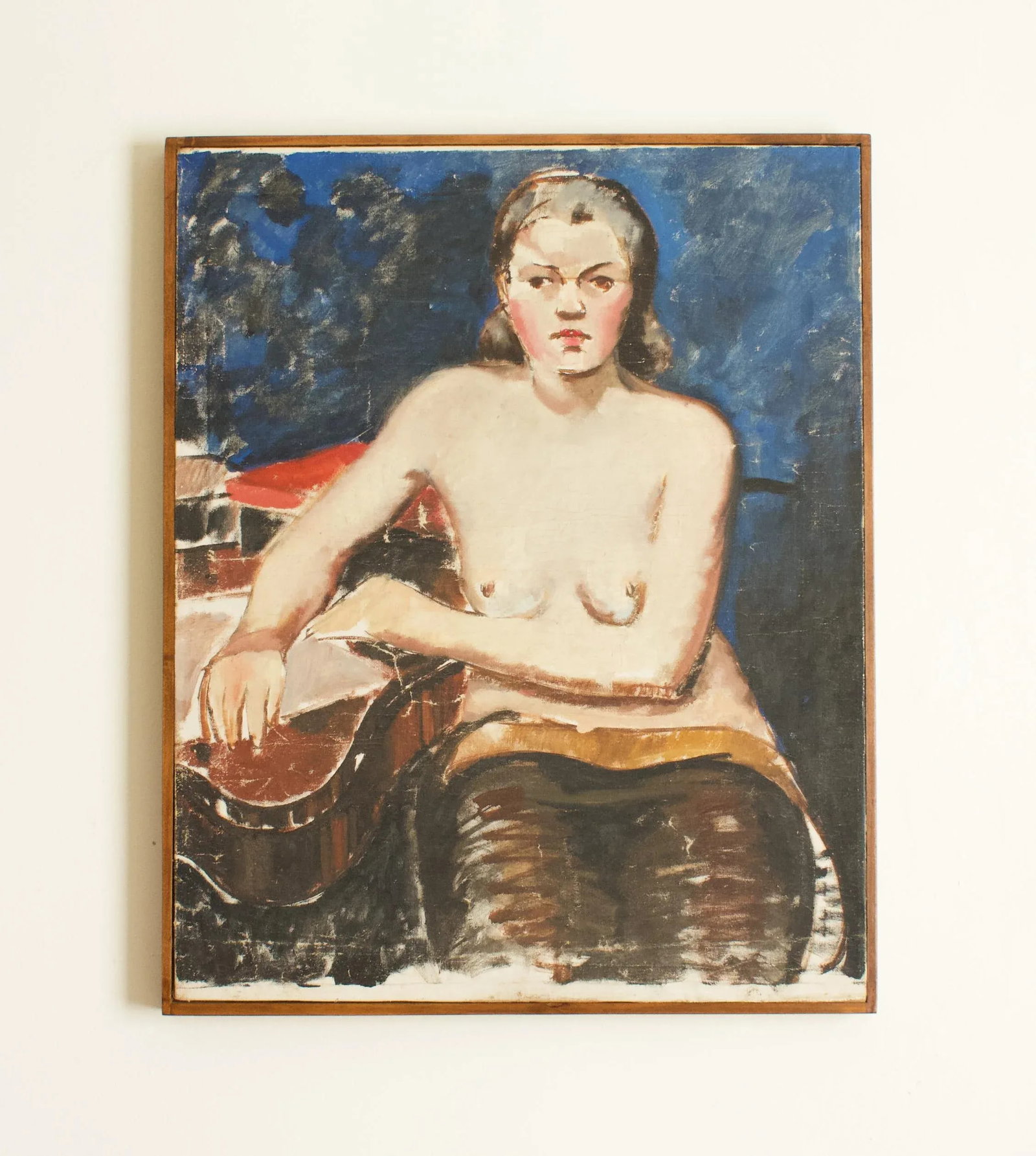 1930s French Seated Nude Painting, Framed - 5