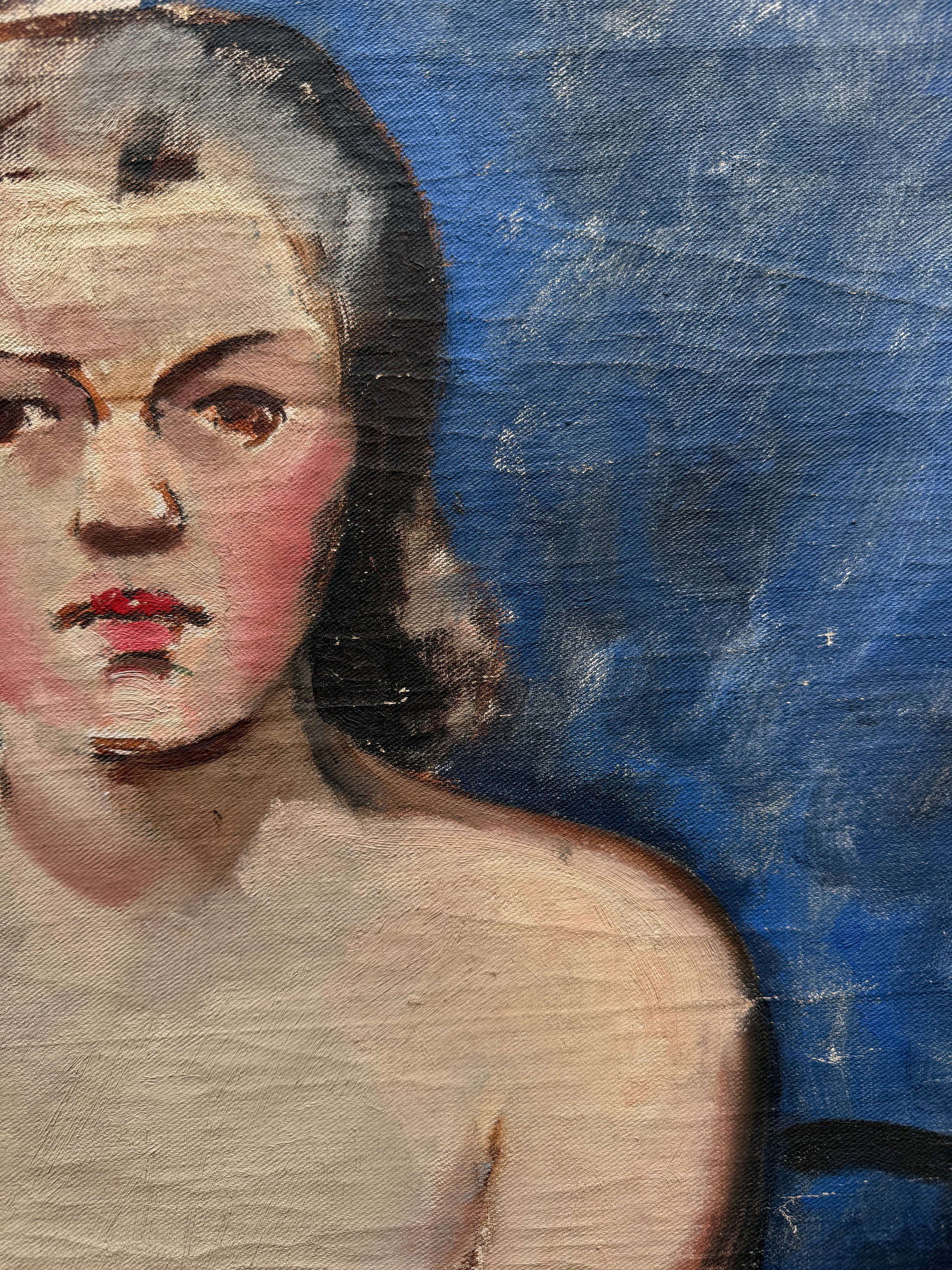 1930s French Seated Nude Painting, Framed - 8