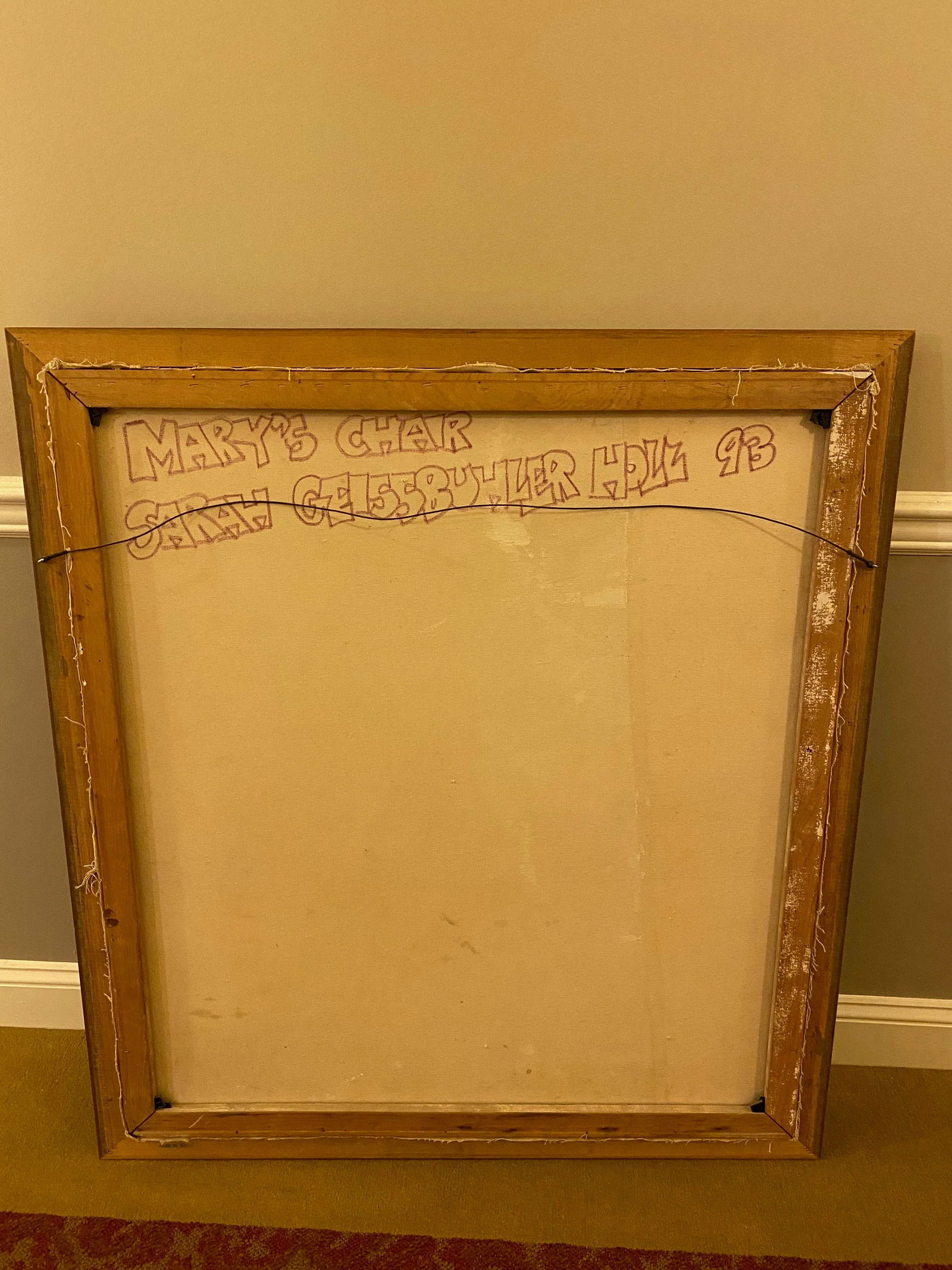 Vintage Sarah Geissbuhler Holl 1993 Large Framed Original Painting on Canvas Signed by Artist - 3