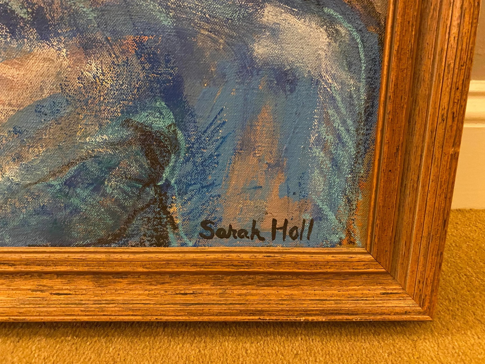 Vintage Sarah Geissbuhler Holl 1993 Large Framed Original Painting on Canvas Signed by Artist - 5