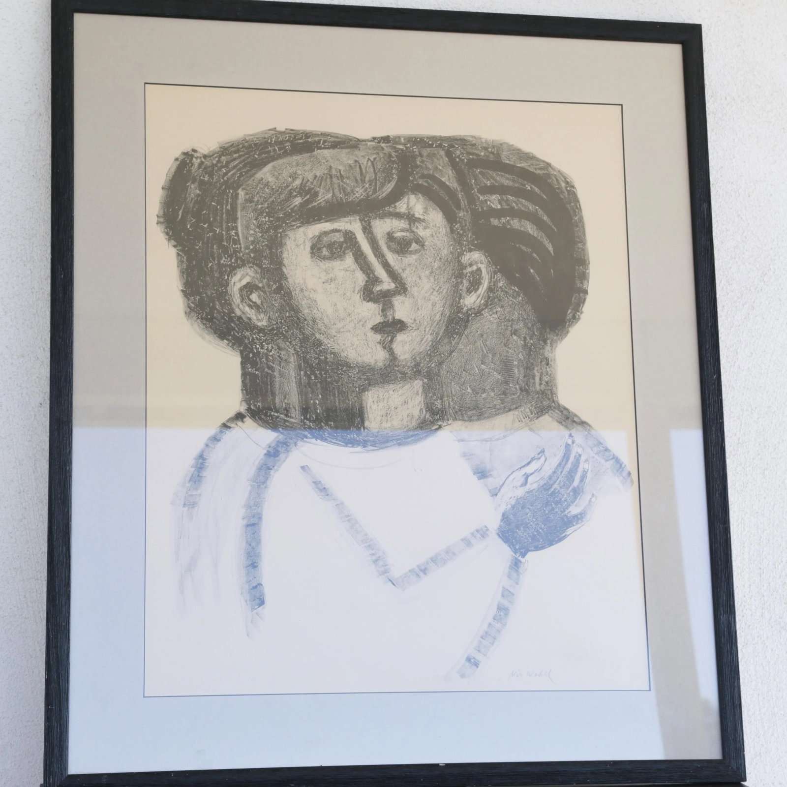 60s Mid-Century Scandinavian Lithograph "The Family" by Swedish Artist Nils Wedel, Signed & Numbered - 4