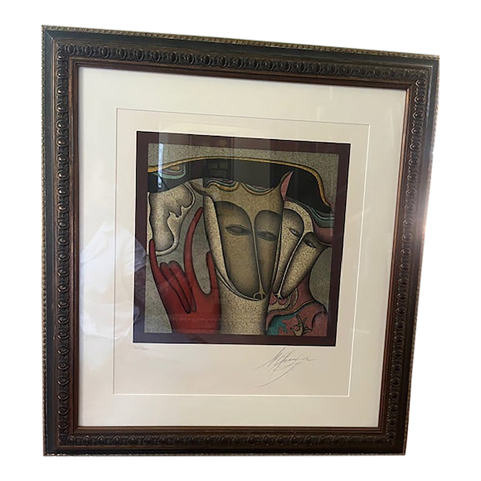 1980s Mihail Chemiakin Hand-Signed Limited Edition Lithograph, Custom Framed: MIKHAIL CHEMIAKIN (1943) Gendarmes from the series 'Metaphysical Images'" Lithograph by Mihail Chemiakin. hand-signed, limited edition lithograph. Custom matted and framed. ***Certificate of Authentic