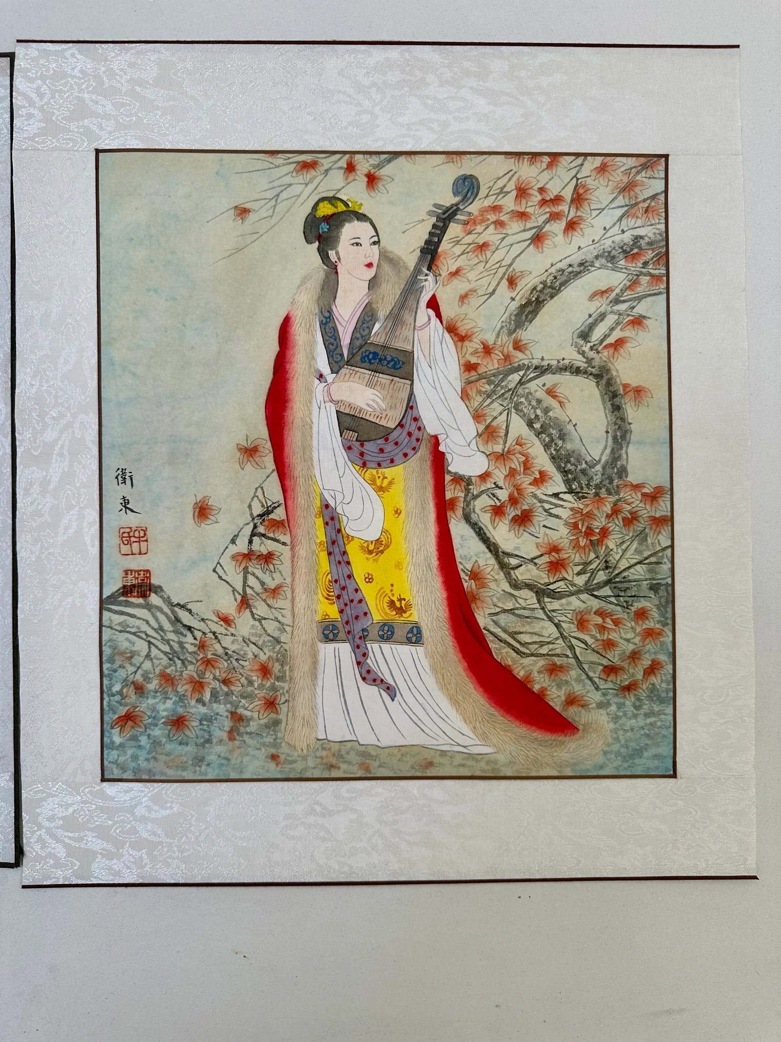 Late 20th Century Pair of Chinese Gongbi Watercolor Paintings - Court Ladies, Signed Wei Dong - 3