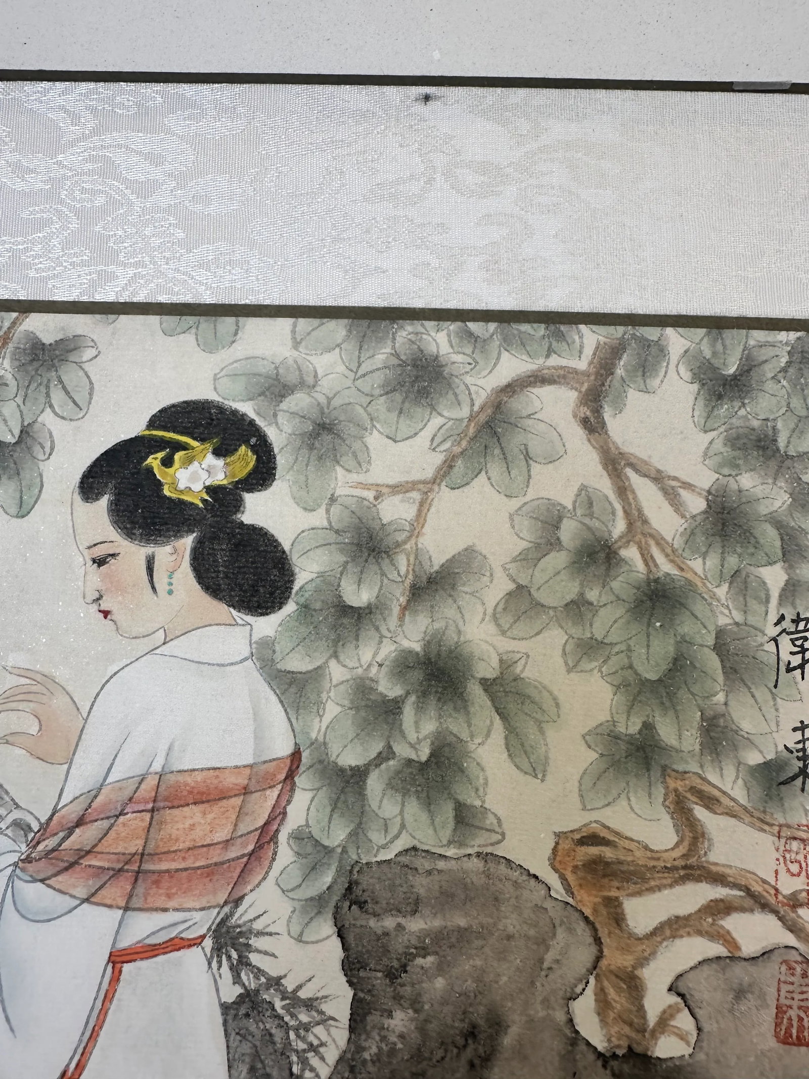 Late 20th Century Pair of Chinese Gongbi Watercolor Paintings - Court Ladies, Signed Wei Dong - 6
