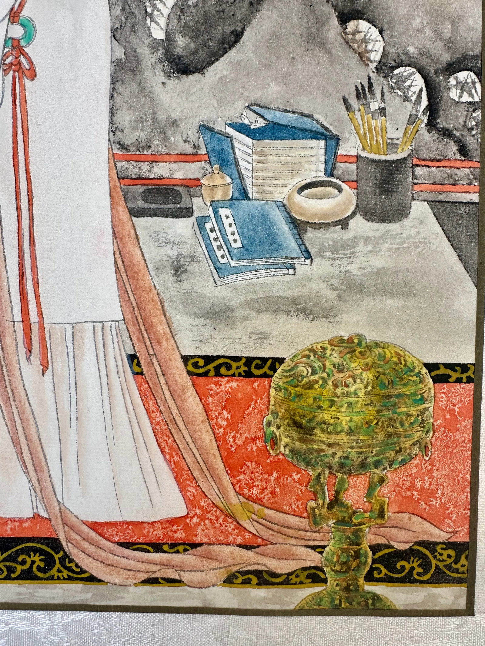 Late 20th Century Pair of Chinese Gongbi Watercolor Paintings - Court Ladies, Signed Wei Dong - 7