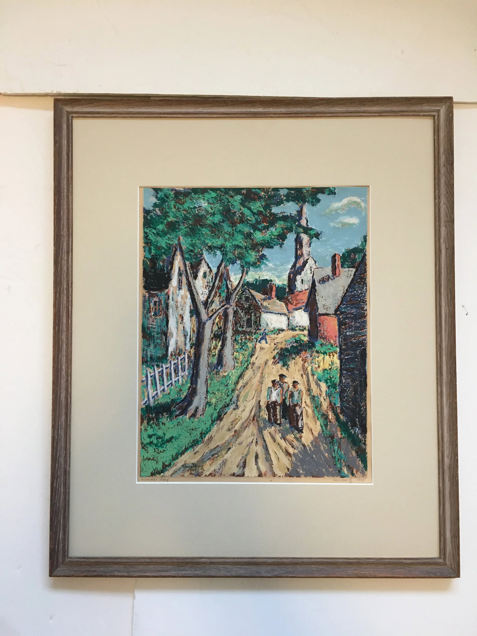 1940s Abstract Landscape Serigraph, Framed - 4
