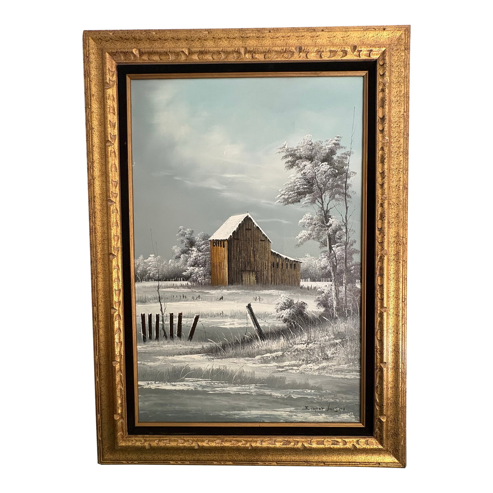 Oil on Canvas by Everett Woodson (American, 1933 - 2016), Barn in Snowy Landscape (1 of 10)