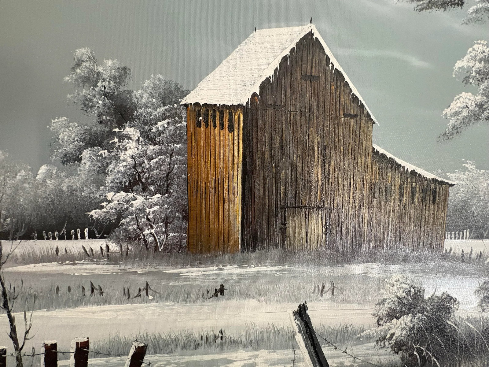 Oil on Canvas by Everett Woodson (American, 1933 - 2016), Barn in Snowy Landscape - 5