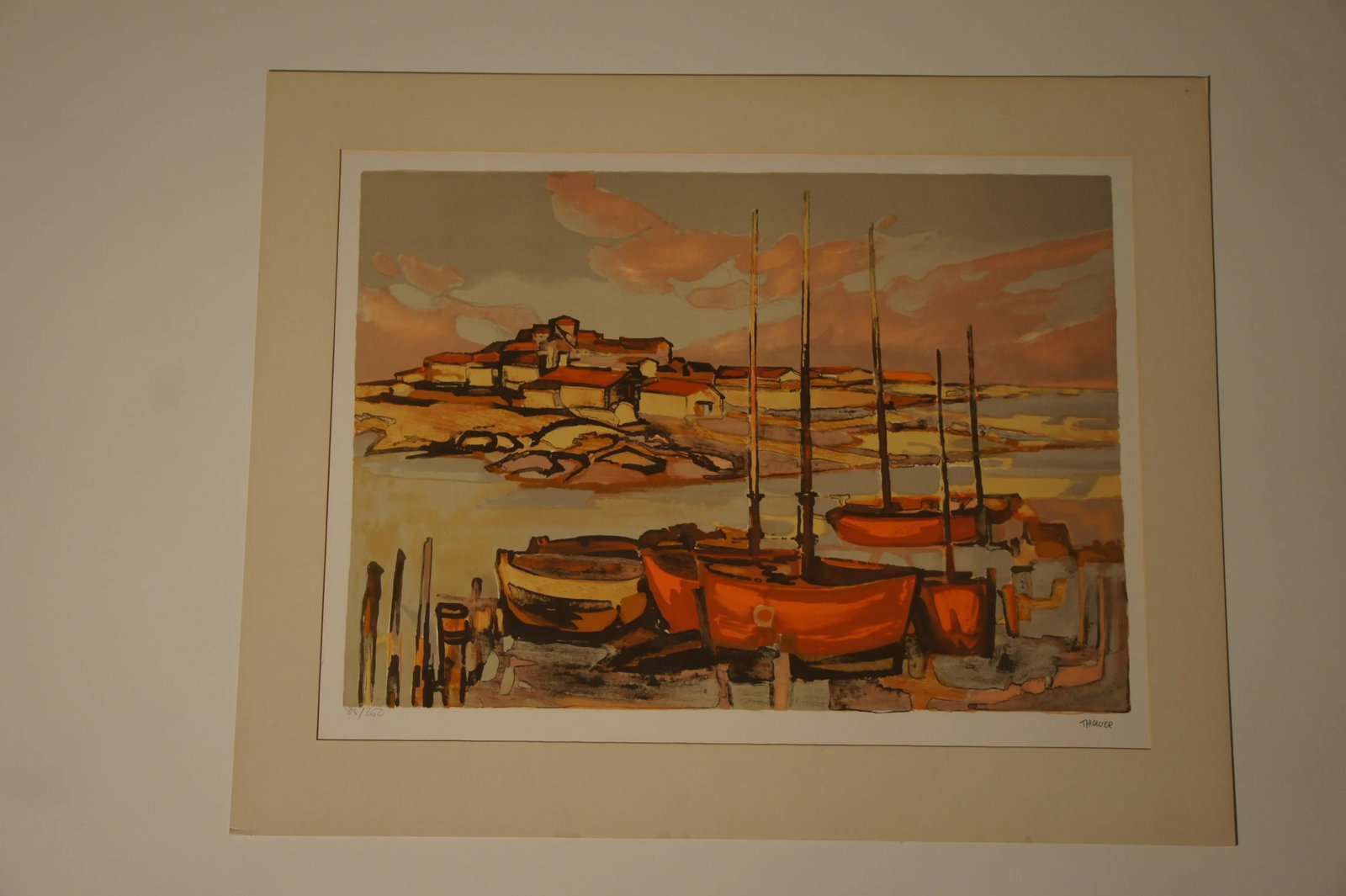 1960s French Fishing Village Lithograph Numbered 88/260 by Eliane Thiollier - 2