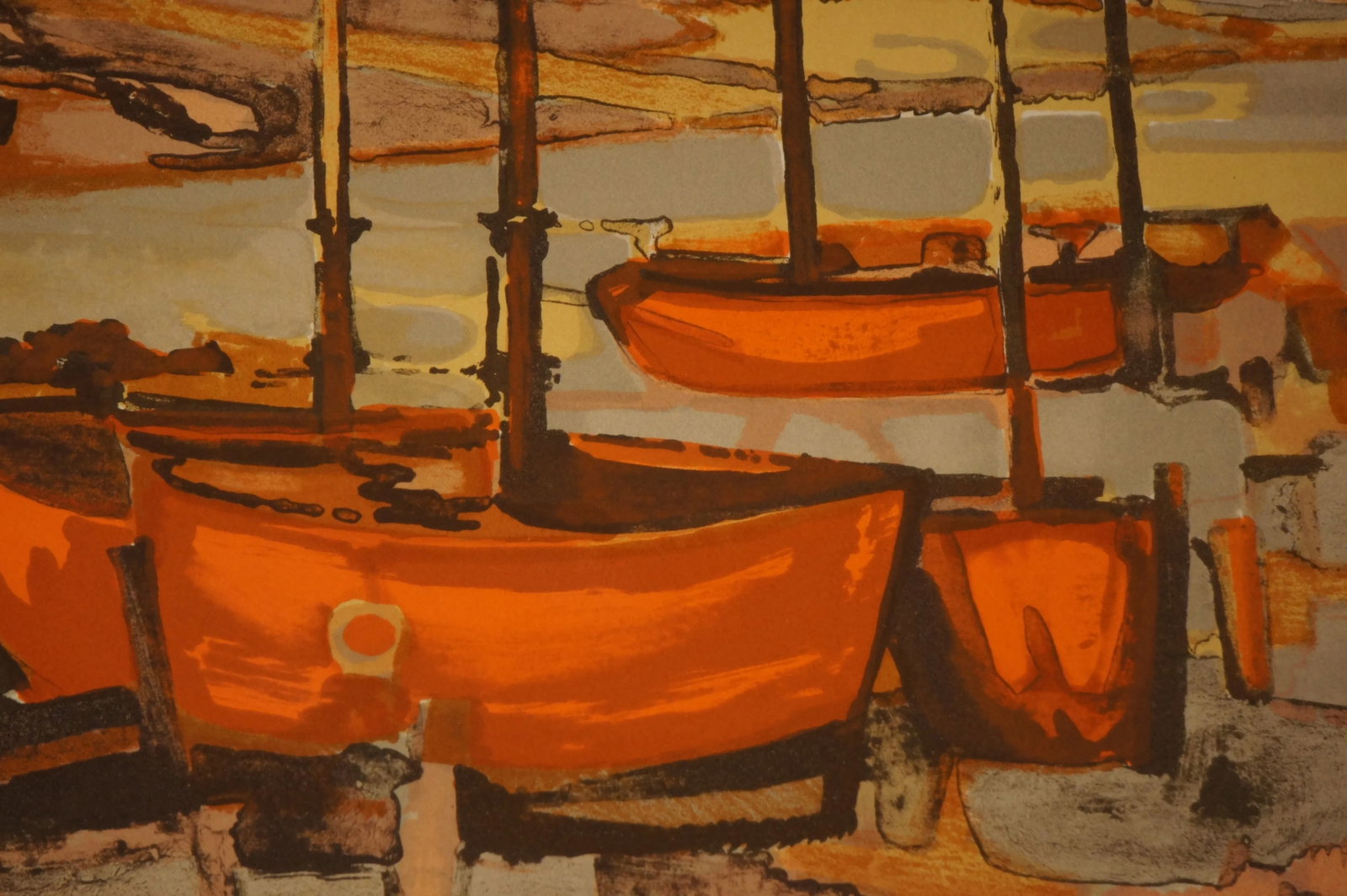 1960s French Fishing Village Lithograph Numbered 88/260 by Eliane Thiollier - 4