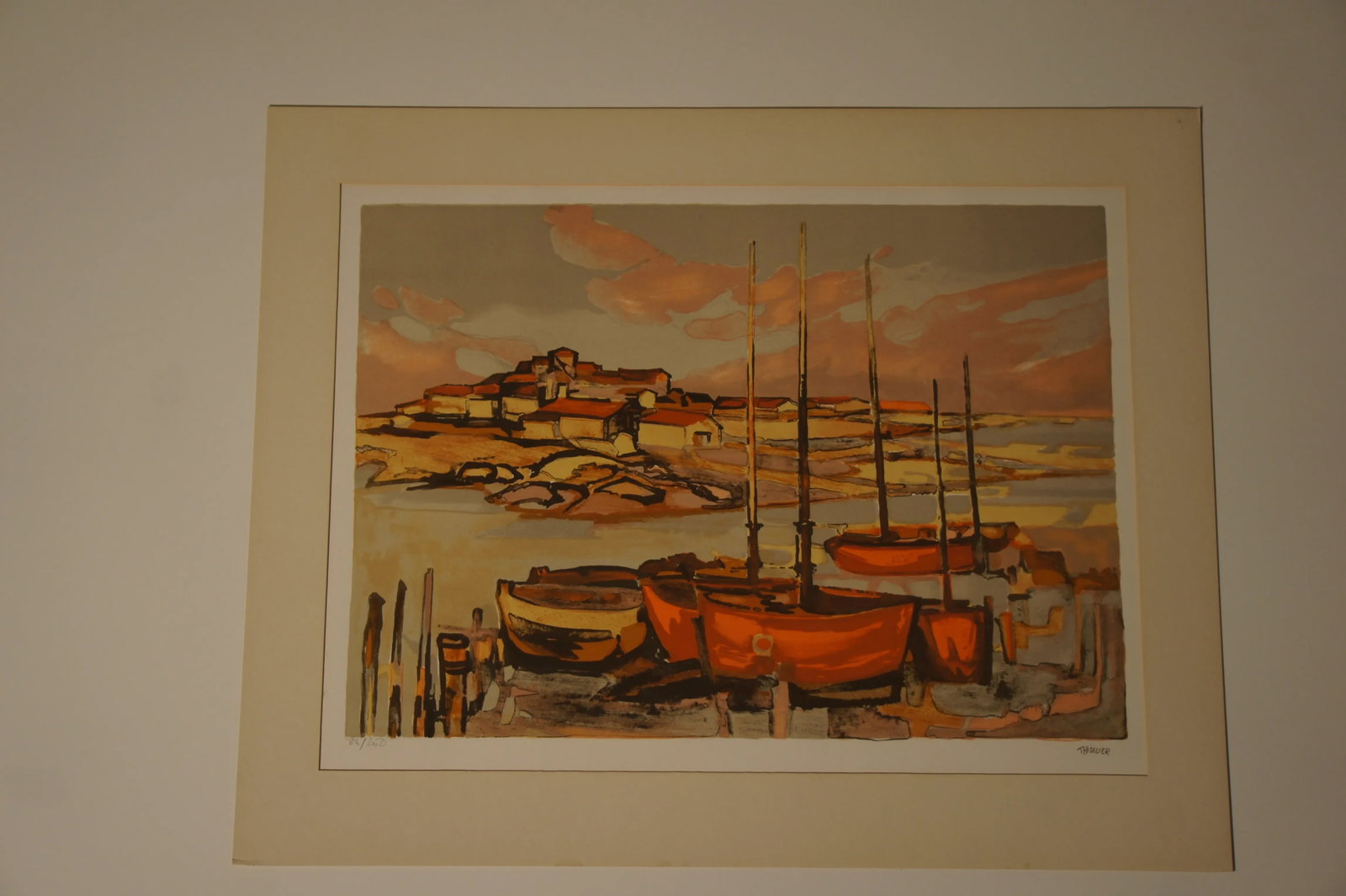 1960s French Fishing Village Lithograph Numbered 88/260 by Eliane Thiollier - 8