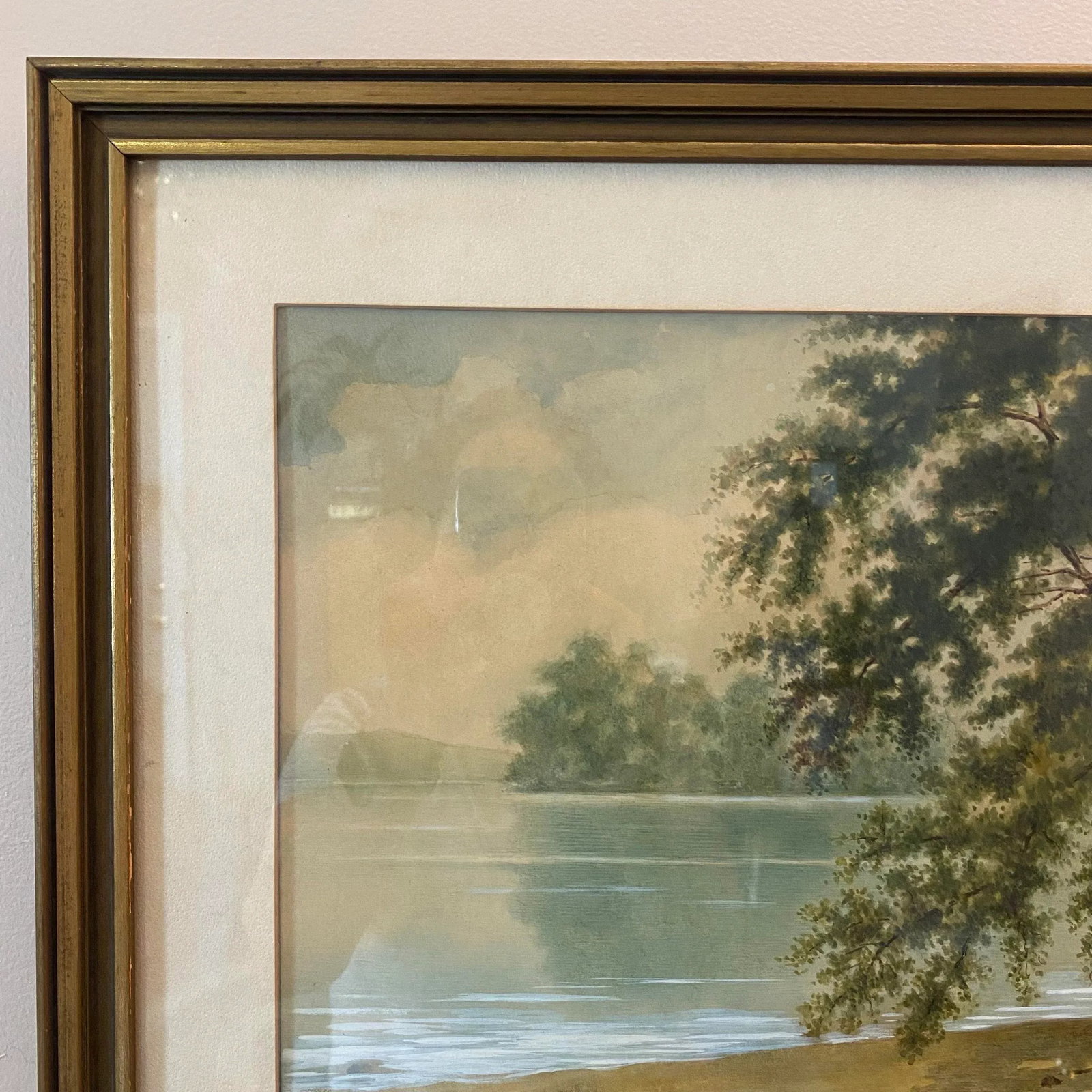 Vintage Mid-Century Landscape Watercolor Lake Scene Framed Wall Art Signed W Dixon - 10
