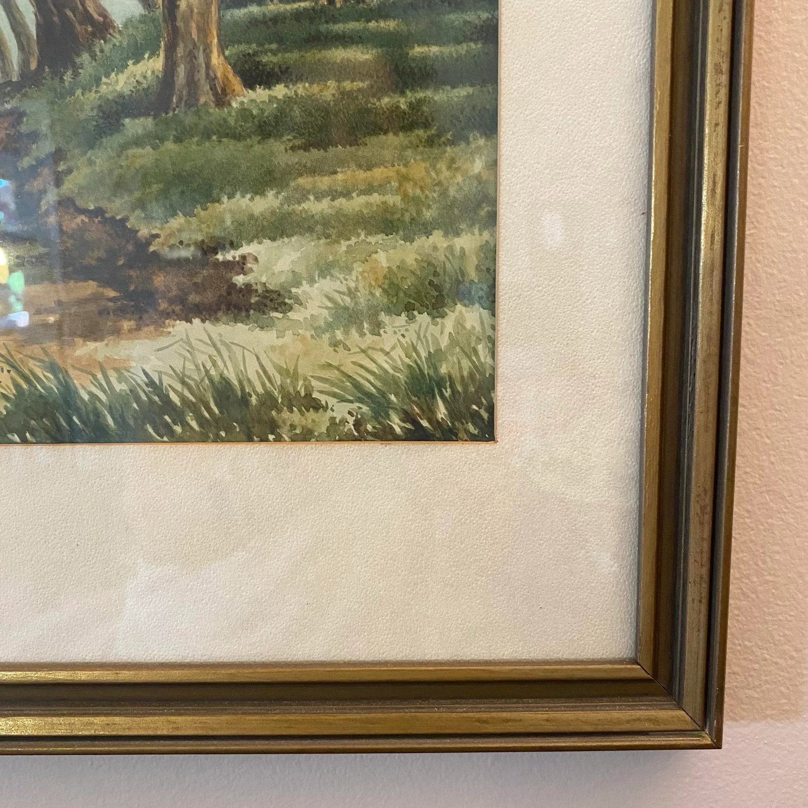 Vintage Mid-Century Landscape Watercolor Lake Scene Framed Wall Art Signed W Dixon - 8
