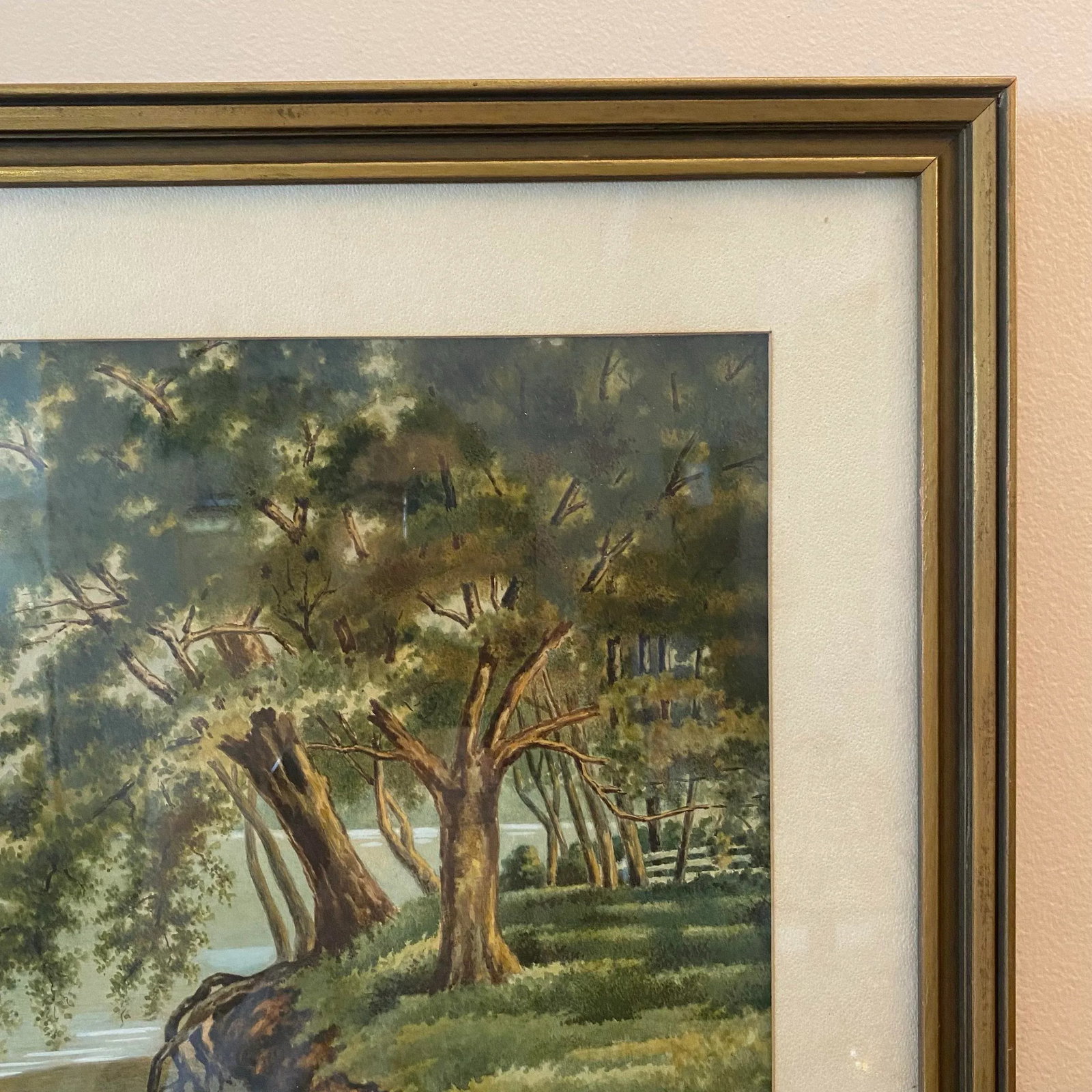 Vintage Mid-Century Landscape Watercolor Lake Scene Framed Wall Art Signed W Dixon - 9