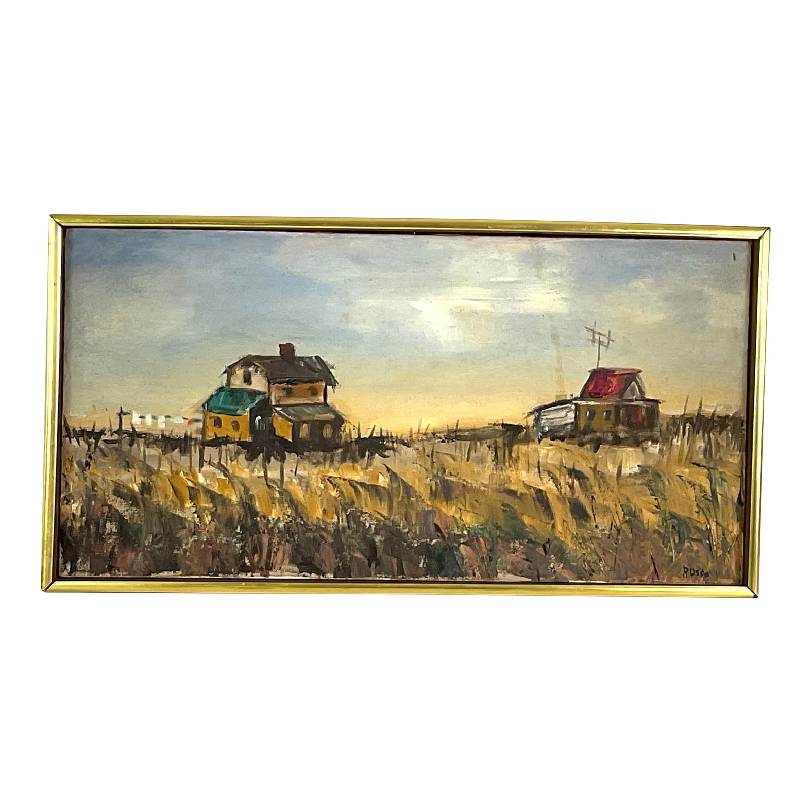 1930s Depression Era, Impressionistic Oil on Canvas - Signed Russo, Framed: Oil on canvas -wood frame with gold paint From the age of the canvas looks like it was painted during the depression era -and it has that bleak,somber look of a lot of the artists that painted during 