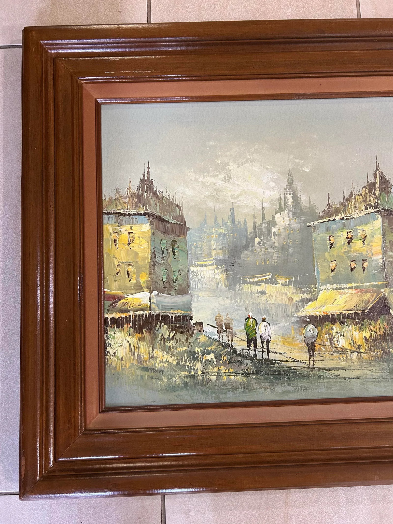 Vintage, Signed "Atlas" Original, Oil and Acrylic, Parisian Themed, Painting on Stretched Canvas, Im - 4