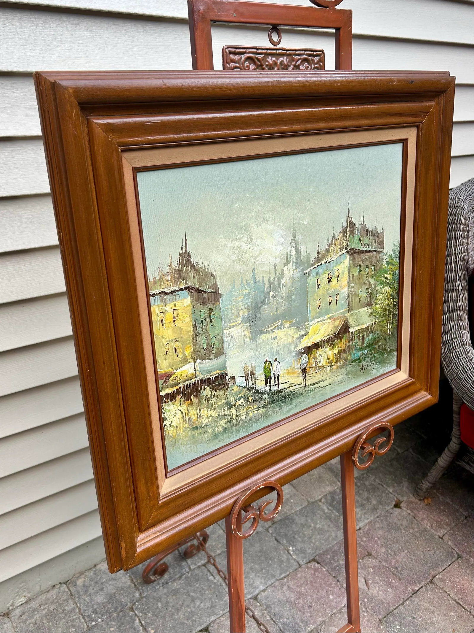 Vintage, Signed "Atlas" Original, Oil and Acrylic, Parisian Themed, Painting on Stretched Canvas, Im - 8