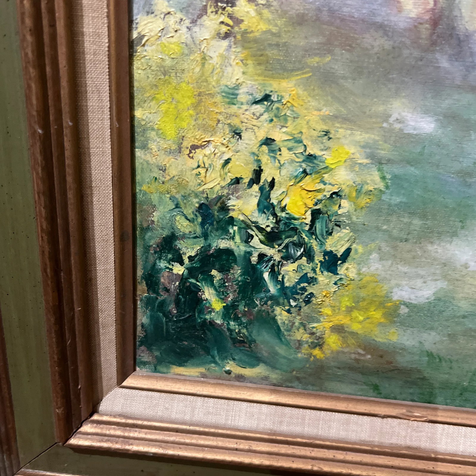 20th Century Oil on Canvas American School Landscape Village Road Framed Signed - 5